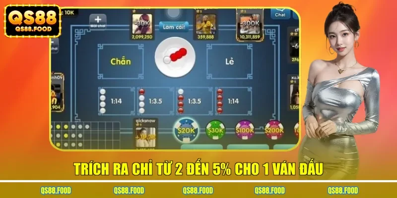 Trích ra chỉ từ 2 đến 5% cho 1 ván đấu